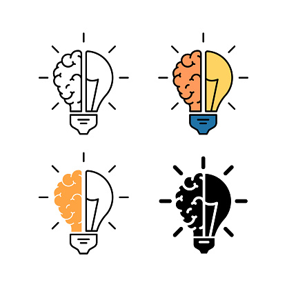 Brain and light bulb icon