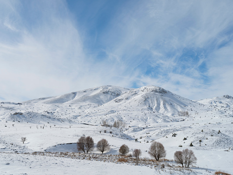 Snowy mountains in winter. Taken with medium format camera. Antalya, Turkey.