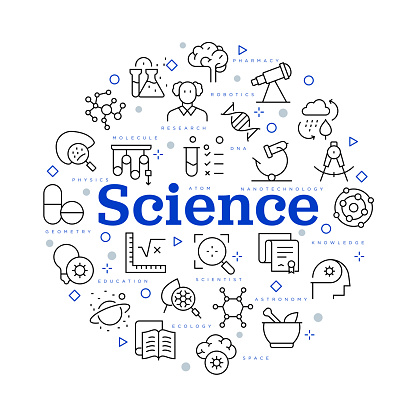 Science concept. Vector design with icons and keywords.