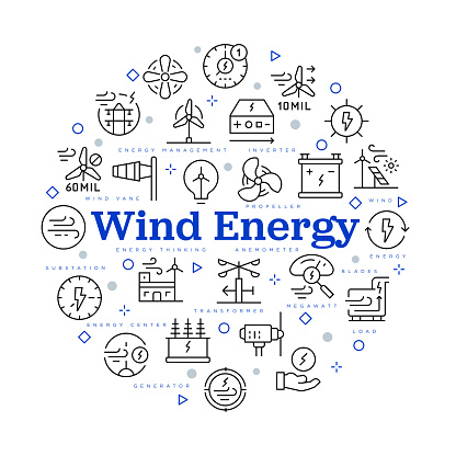 Wind energy concept. Vector design with icons and keywords.