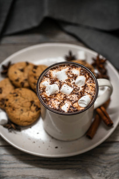 istock Mug of a fragrant hot chocolate or coffee with marshmallows 1367891993