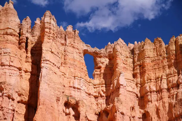 Photo of A hearth shaped window in the red rock hoodoos of the Bryce Canyon National Park