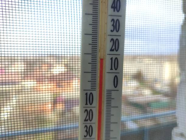 istock Thermometer on the window showing the temperature plus 18 degrees Celsius 1367894998