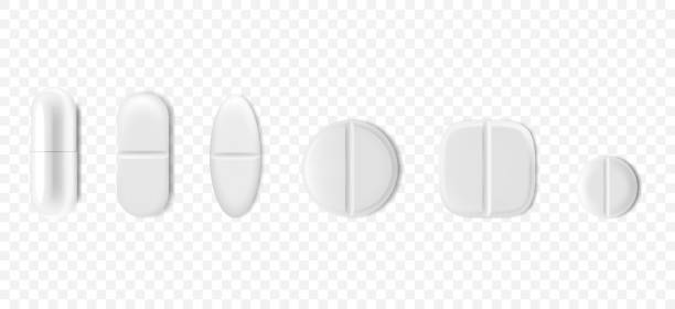 istock Antibiotic pills isolated on white background. Collection of oval, round and capsule shaped tablets. Medicine and drugs. Realistic 3d Vector illustration 1367899030