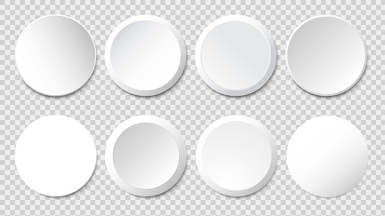 White paper frames vector set. Blank round labels, banners, icons or stickers for your design