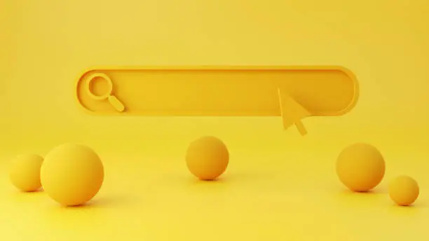 Photo of 3D Render Minimal blank search bar yellow shapes