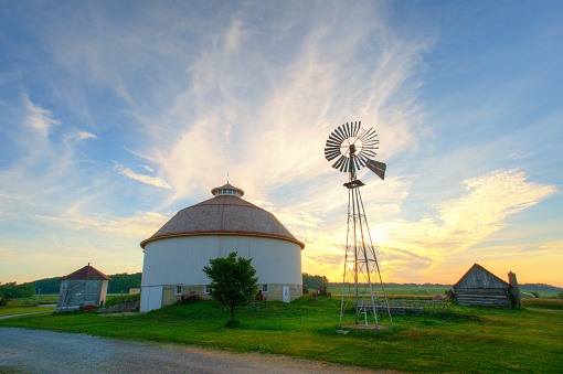 Windmill with round barn-Fulton County Public Park