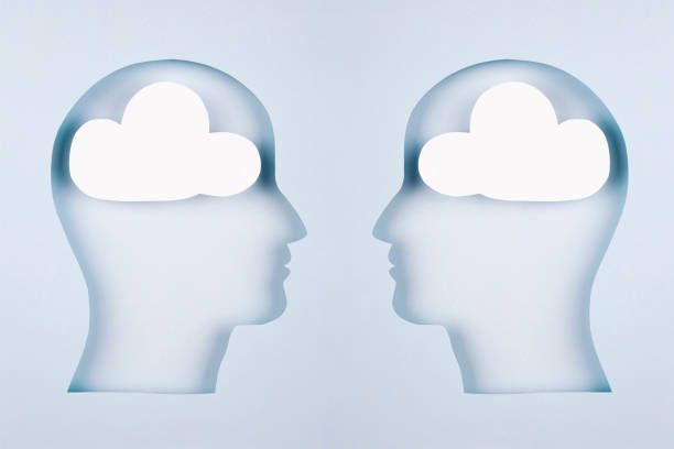 istock Human head in paper cut style with cloud 1367912766