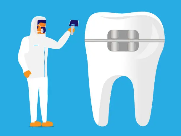 Vector illustration of Checking temperature of braces