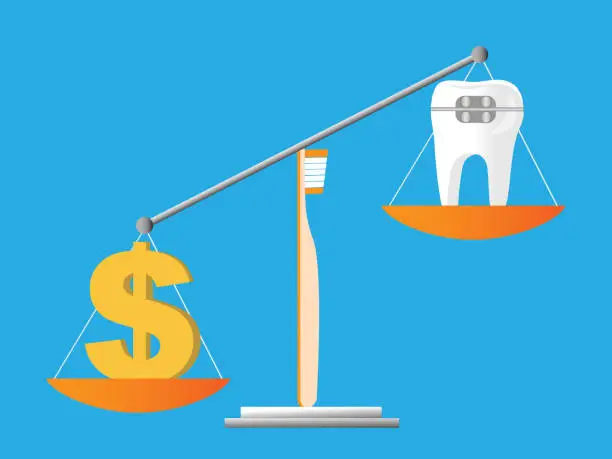 Vector illustration of Balancing cost of braces