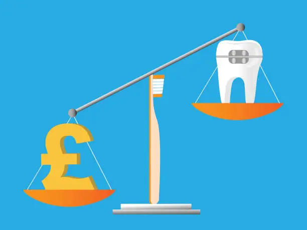 Vector illustration of Balancing cost of braces