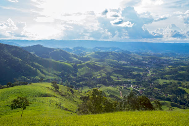 istock Small town nestled among the green hills 1367917002