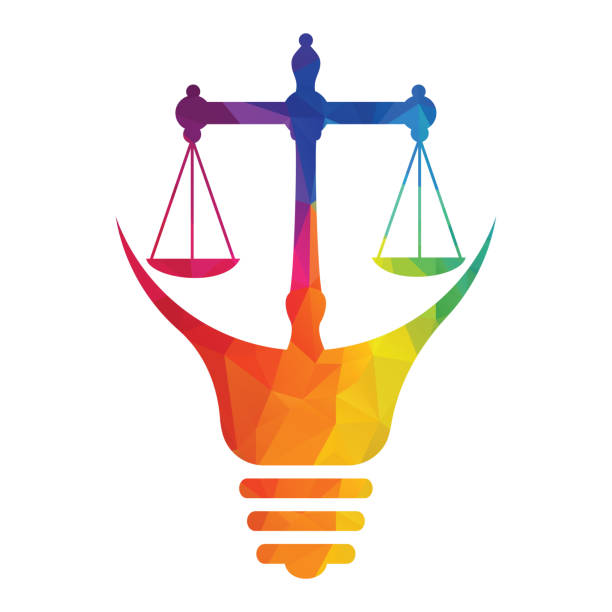 正義のスケールの手のロゴ テンプレートのデザイン。 - light bulb business wisdom abstract点のイラスト素材／クリップアート素材／マンガ素材／アイコン素材