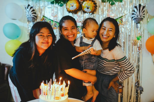 Happy friendship at birthday party