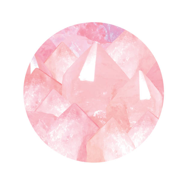 abstract image. rose quartz in a round frame on a white background