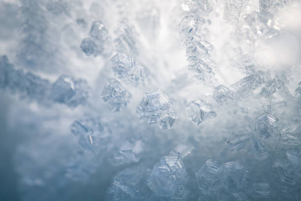 Macro photo of ice crystals under natural light