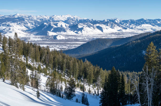 Mountains and Valley near Jackson, Idaho stock photo