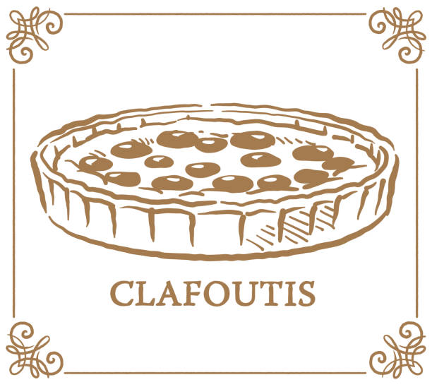 Traditional dessert. Clafoutis. Vector illustration. Traditional dessert. Clafoutis. Vector illustration. clafoutis stock illustrations