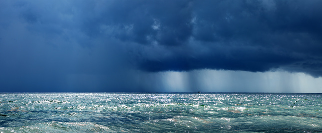 Scenic seascape during storm