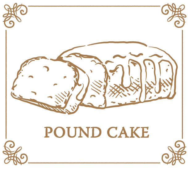 Traditional dessert. Pound cake. Vector illustration. Traditional dessert. Pound cake. Vector illustration. food cake tea sketch stock illustrations