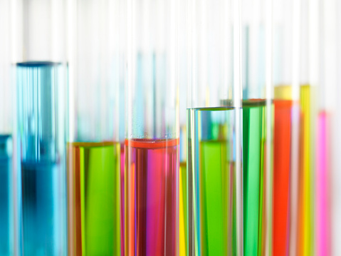 Scientific test tubes in a lab