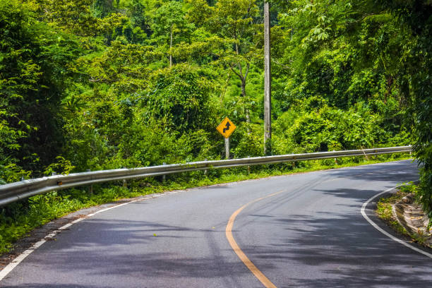 istock Street moving turn on mountain. 1367939240
