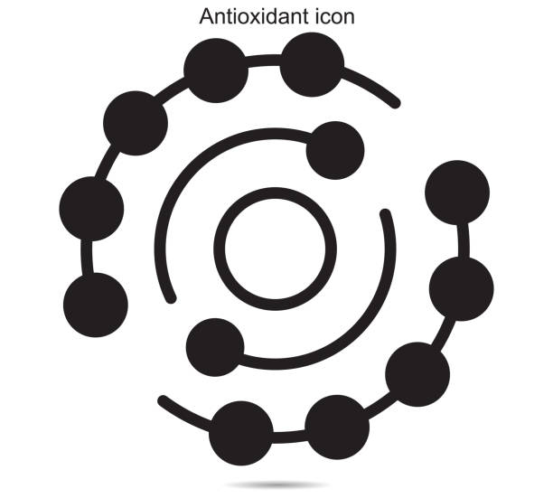 ilustraciones, imágenes clip art, dibujos animados e iconos de stock de gráfico de ilustración vectorial de icono antioxidante en el fondo - antioxidant