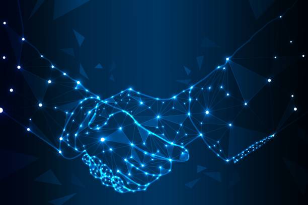 istock Handshake Abstract image Handshake in the form of a starry sky and consists of points 1367945276