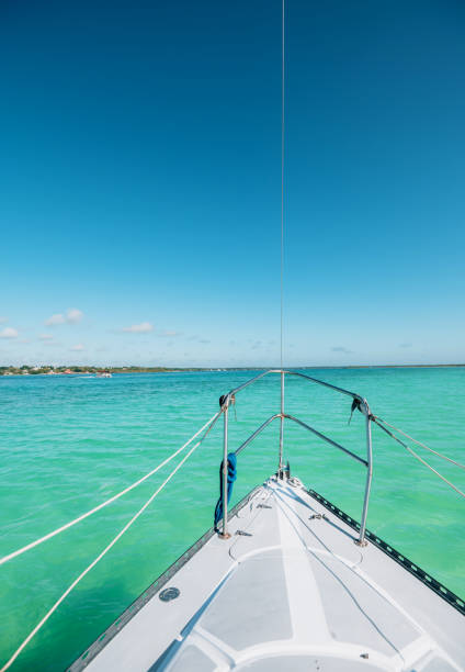 View from a sailboat, tilted by the wind