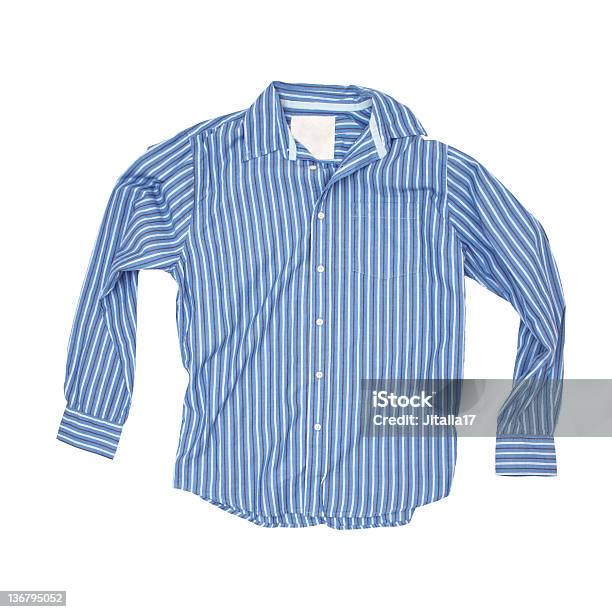 Pijamastop Azul Sobre Un Fondo Blanco Foto de stock y más banco de imágenes de Camisa con botones - Camisa con botones, Rayado - Diseño, Recortable