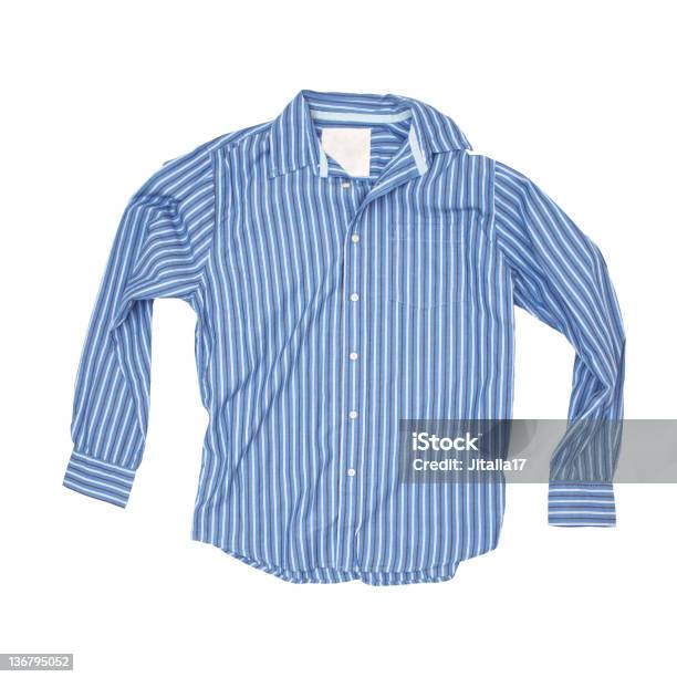 Azul Pajamatop Em Um Fundo Branco - Fotografias de stock e mais imagens de Camisa com botões - Camisa com botões, Figura para recortar, Listrado