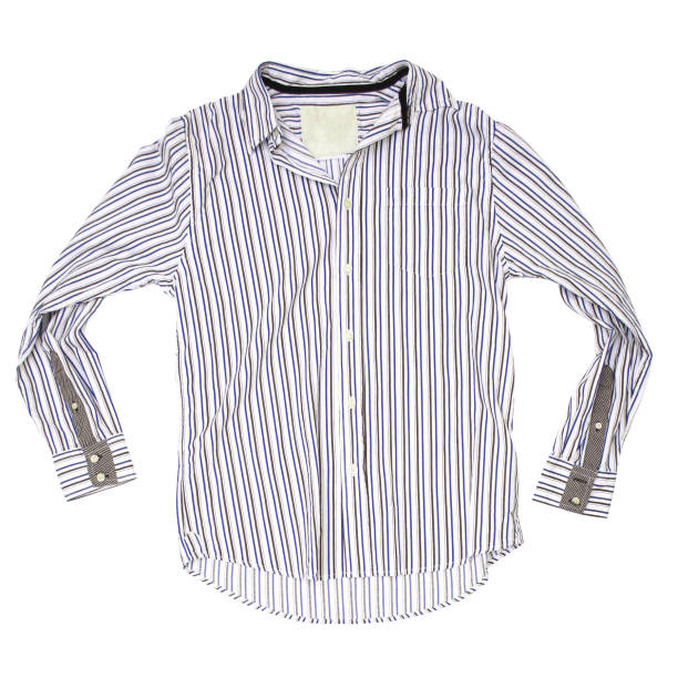 istock Brown and Blue Striped Shirt - White Background 136795054