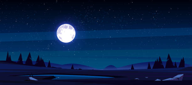 123 Night Landscape With Farm And Starry Sky Illustrations & Clip Art -  iStock