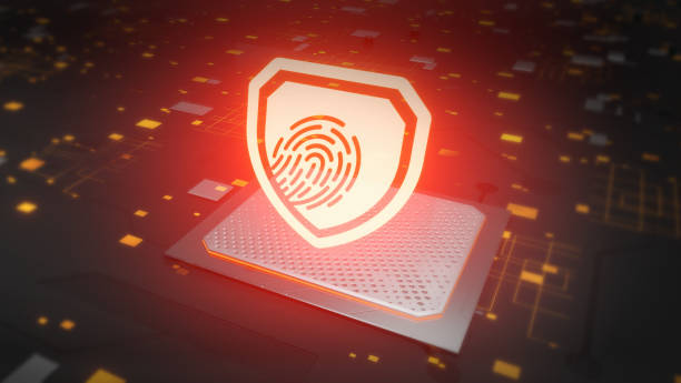 istock Digital background: Cyber security on red background with shield icon. Security concept on a Cyber Background. 3D Rendering 1367956725