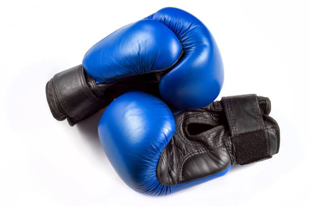 istock Leather boxing gloves on a white background. 1367956978