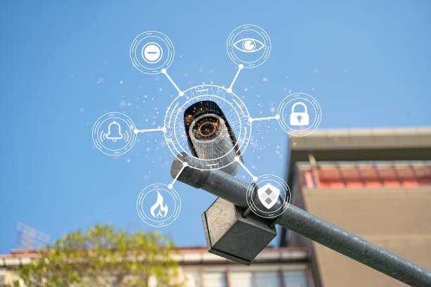 istock Surveillance CCTV at the ceiling outside the office building 1367957847
