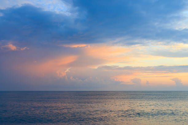 istock the sky is blue and pink during sunset on the sea 1367960037
