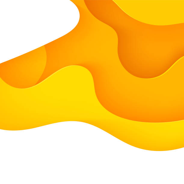 istock Abstract yellow background in paper cut art. 3d orange liquid wavy form with shadow in minimalist style. Simple layout design for advertising poster brochure or flyer. Vector card illustration 1367961041