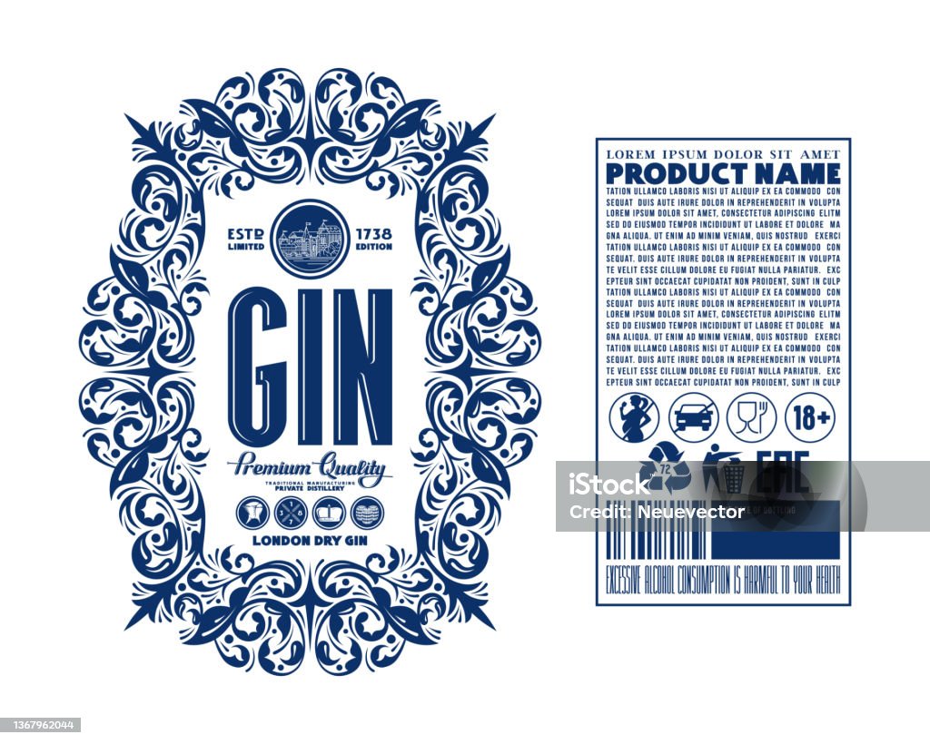 Template Decorative Label For Gin Stock Illustration - Download Image