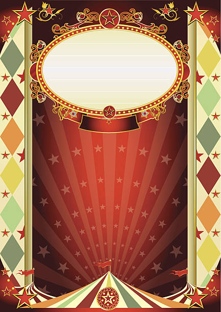 illustrazioni stock, clip art, cartoni animati e icone di tendenza di rombo poster vintage circus - theater marquee marquee tent theatrical performance sign