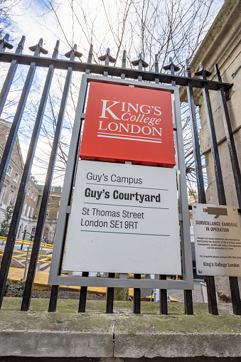 Guy's Campus & Courtyard at King's College London, with identifying information visible.