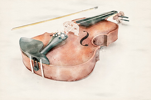 Watercolor Painting of a Violin