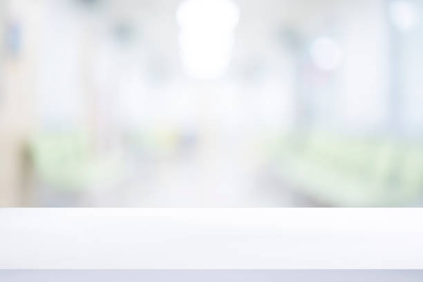 istock empty table top with blur luxury hospital and clinic interior on background 1367975630