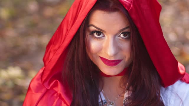 Little red riding hood in a forest