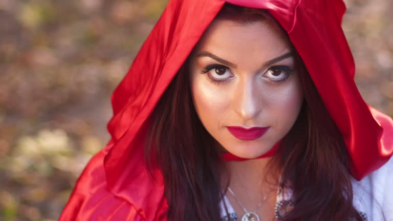 Little red riding hood in a forest