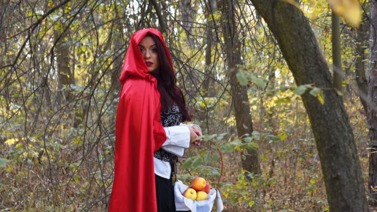 Little red riding hood in a forest