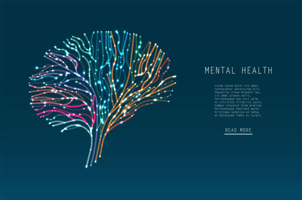 추상 빛나는 뇌 연결 - 인간 신경계 stock illustrations