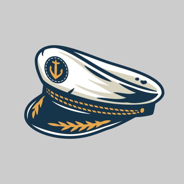 illustrations, cliparts, dessins animés et icônes de casquette de capitaine de marine, élément de logo nautique de marin - military rank badge marines