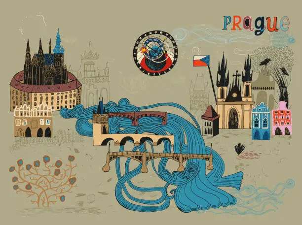Vector illustration of Prague