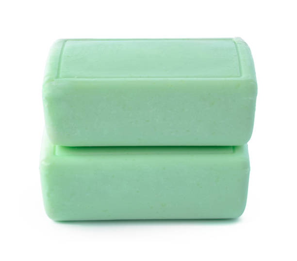 istock Green soap bars isolated on white background. 1367981799